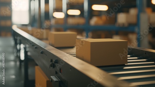 A Conveyor Belt in a Warehouse