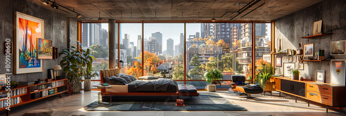 Modern Manhattan Apartment with Cityscape Views, Luxurious Urban Living with Stylish Interiors