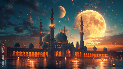 Elegant Eid ul Azha card infused with Islamic symbolism and culture.