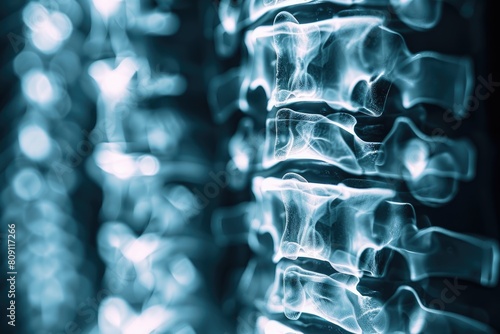 Xray film of the human spine, focused on vertebral alignment and disc health, precise medical diagnostic use,