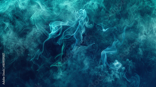 Ethereal smoke in a blend of blues and greens, with a neon indigo texture that adds depth and complexity to the visual.
