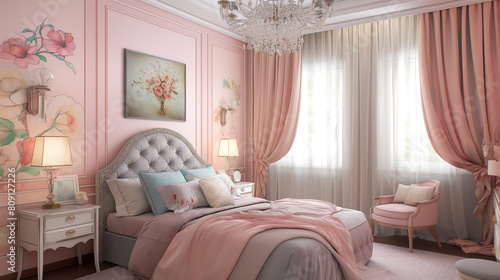 Quarto com cama de casal rosa - wallpaper hd