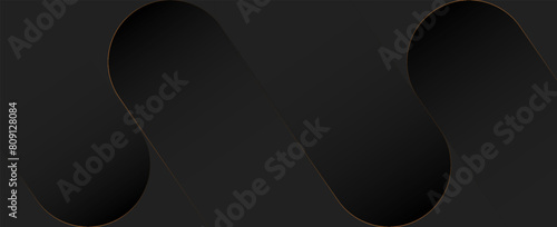 Modern abstract black background. Elegant dark diagonal rounded shape design elements. Futuristic graphic. Suit for presentation, cover, header, brochure, corporate, website, business, wallpaper