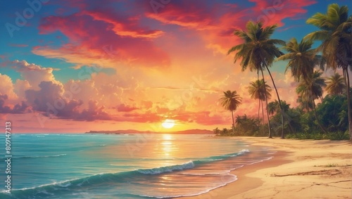 Sunset at the tropical beach