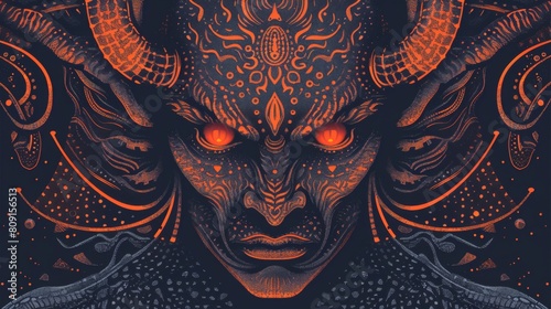 A scary demon face graphic illustration