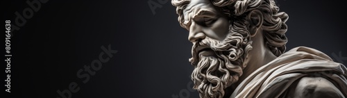 ancient greek god statue in dramatic lighting