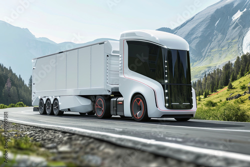 Autonomous semi-truck with a trailer, controlled by artificial intelligence 