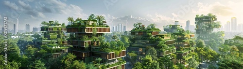 Futuristic Eco-Friendly Urban Community Powered by Wind Vanes and Bio-Digesters in Communal Gardens