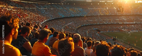 The stands full of people at the Camp Nou stadium of the local team Barcelona FC in the Catalan capital
