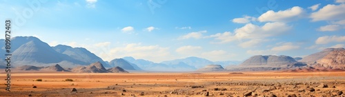 Vast desert landscape with rugged mountains