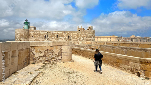 Photo of the Castello Maniace in Sicily, Italy. Castello Maniace is a citadel and castle in Syracuse, Sicily, southern Italy. It is situated at the far point of the Ortygia island.