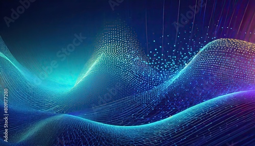 abstract wave shape blue background, Abstract Blue background with polka dots - Trendy 3D background, Wave of dots and weave lines. Abstract blue background for design on the topic of cyberspace