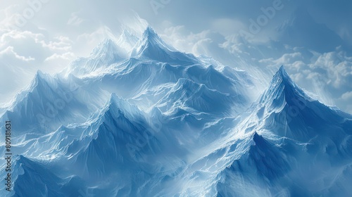 A range of snow-capped mountains