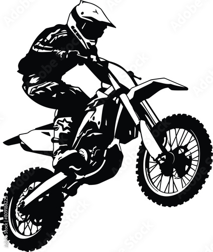 Supercross Motocross Dirt bike Motorcycle Silhouette Design Outline Black and White Clip Art Adobe Illustrator Artwork