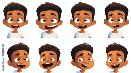 Little boy face expression set of cartoon vector il