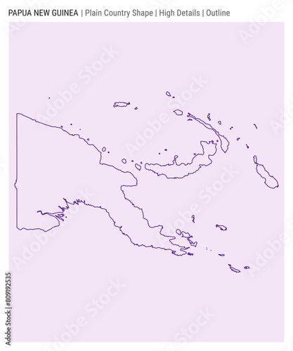 Papua New Guinea plain country map. High Details. Outline style. Shape of Papua New Guinea. Vector illustration.