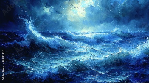 Artistic depiction of ocean waves