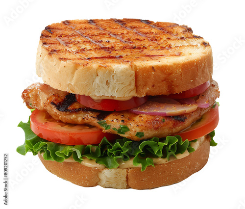 Pork chop sandwich isolated on transparent background