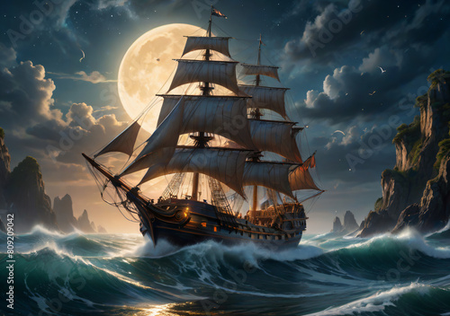 pirate ship sailing