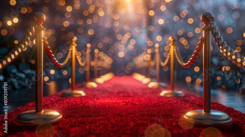Exclusive Red Carpet Event Illuminated by Glamorous Lights.