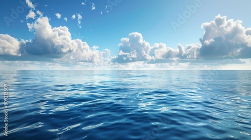 A tranquil sea scene under a cloudy sky, capturing the serene and undisturbed state of the ocean in calm weather