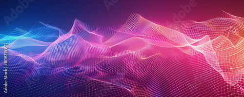 Neon lights gradient from hot pink to electric blue in a vibrant abstract wireframe striking modern
