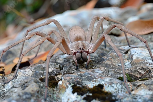 Giant Huntsman Spider on the Wall. Close-up View of Australian Arachnid in Natural Habitat