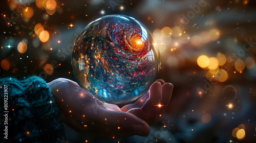 Magic crystal ball with a galaxy inside