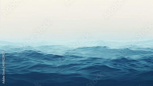 A minimalist abstract sea background featuring gradient shades of blue, representing the tranquility and vastness of the open sea, Background, abstract