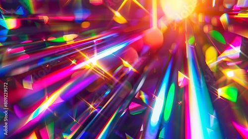 Sparkling iridescence emanates from led neon lights in purple, pink, and gold hues, creating a festive and abstract moving background suitable for holidays and celebrations.
