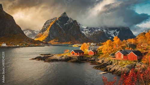 beautiful and colorful autumn in the lofoten archipelago in norway breathtaking landscapes show the power of nature