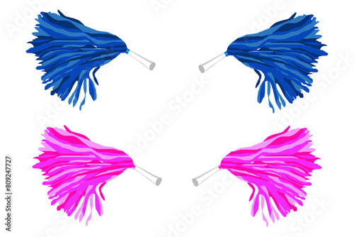 Set of multicolored pom-poms vector. 