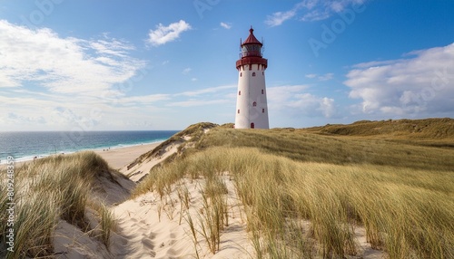 lighthouse at the dune beach sylt schleswig holstein germany
