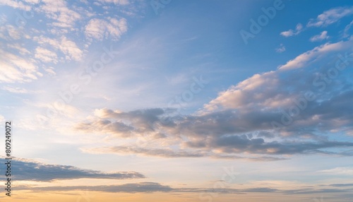 beautiful blue sunset sky with white clouds background generative ai
