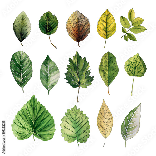 A collection of green leaves with some brown spots