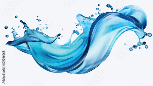 Rounded splash of pure blue water in realistic styl