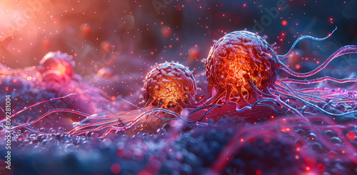 3d rendered medically accurate illustration of white blood cells attacking cancer cell