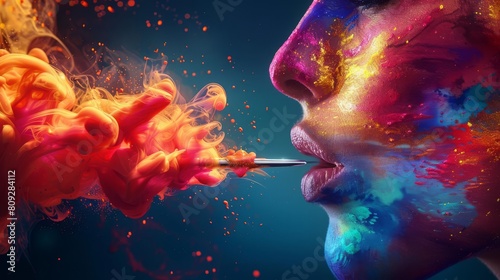 A dramatic, exaggerated depiction of a healing process with vibrant colors flowing from a dermatologist s tools
