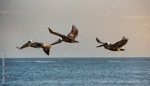 pelicans flying by in monterey california