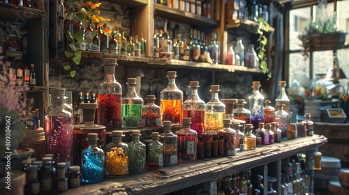 An apothecary's shop filled with various elixirs