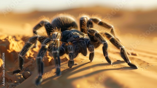 tarantula in the desert in high resolution and high quality. concept animals, danger, desert