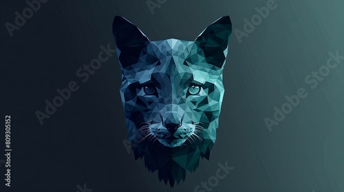 A blue polygonal cat stares at you with its big green eyes.