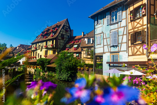 Colmar is a picturesque old town with beautiful traditional half-timbered houses. Alsace, France