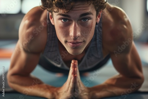 Closeup of a fit young man in sportswear
