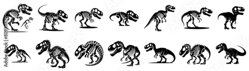 vector set of dinosaur skull silhouettes