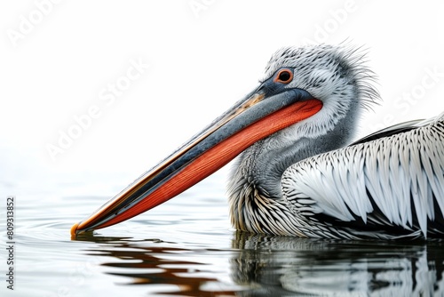 Mystic portrait of Dusky Pelican standing in lake, 
