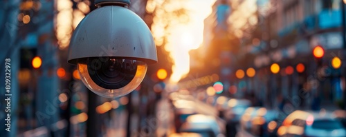 Urban surveillance camera overlooking sunset boulevard