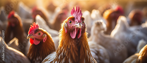 Group of Chickens in a Farm. AI Generated Image