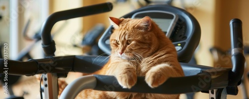Lazy cat lounging on exercise bike