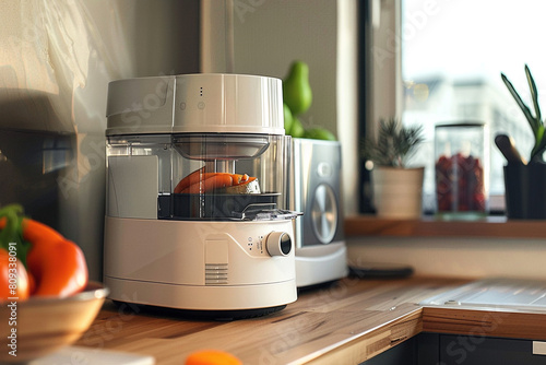 A compact food processor with interchangeable blades, catering to various tasks.